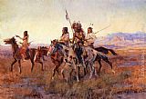 Charles Marion Russell Four Mounted Indians painting